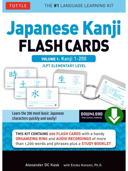 Japanese Kanji Flash Cards Volume 1: Kanji 1-200: JLPT Beginning Level (Downloadable Material Included)
