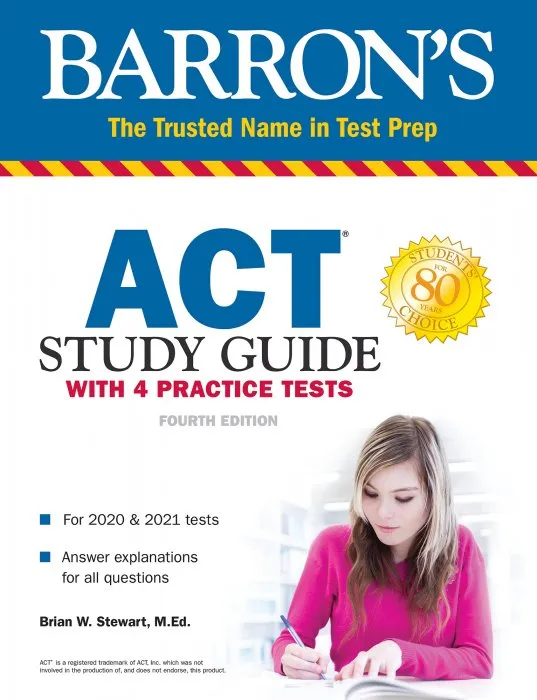 ACT Study Guide with 4 Practice Tests (Barron's Test Prep), 4th Edition