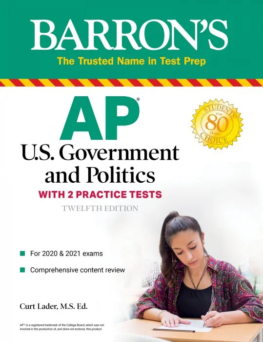 AP US Government and Politics: With 2 Practice Tests (Barron's Test Prep), 12th Edition