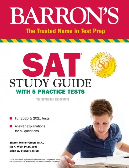 SAT Study Guide with 5 Practice Tests (Barron's Test Prep), 13th Edition