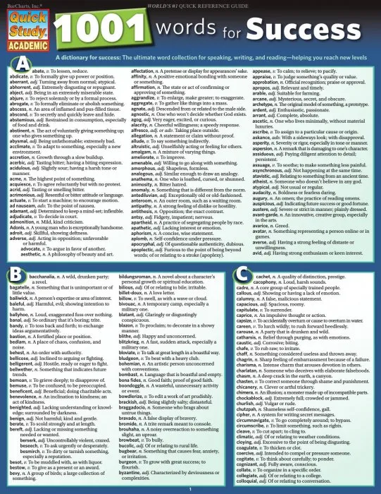 1001 Words For Success (Quick Study Academic)