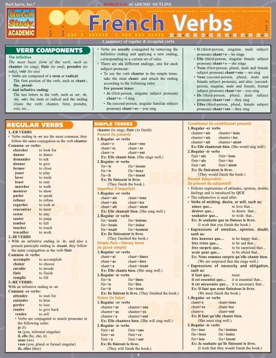 French Verbs (Quick Study Academic)