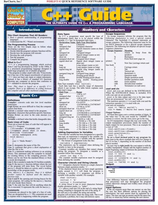 C++ Guide (Quick Study Computer)