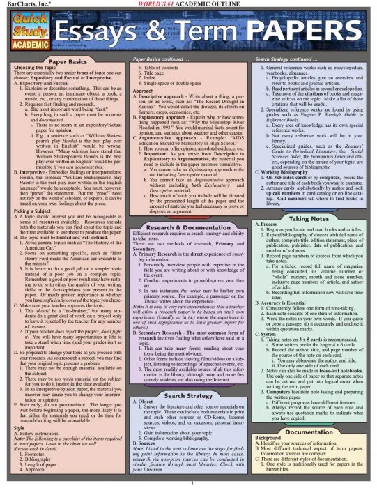 Essays & Term Papers (Quick Study Academic)
