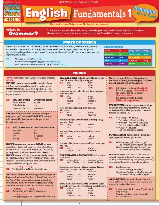 English Fundamentals 1 (Quick Study Academic)
