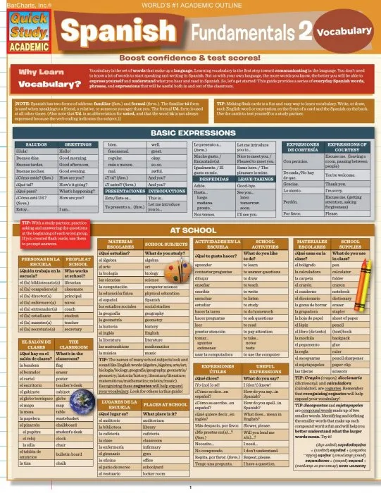 Spanish Fundamentals 2 (Quick Study Academic)
