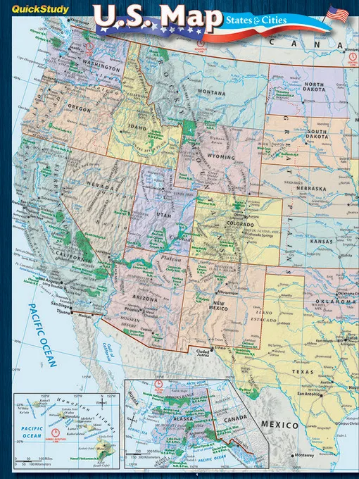 U.S. Map: States & Cities Guide (QuickStudy)
