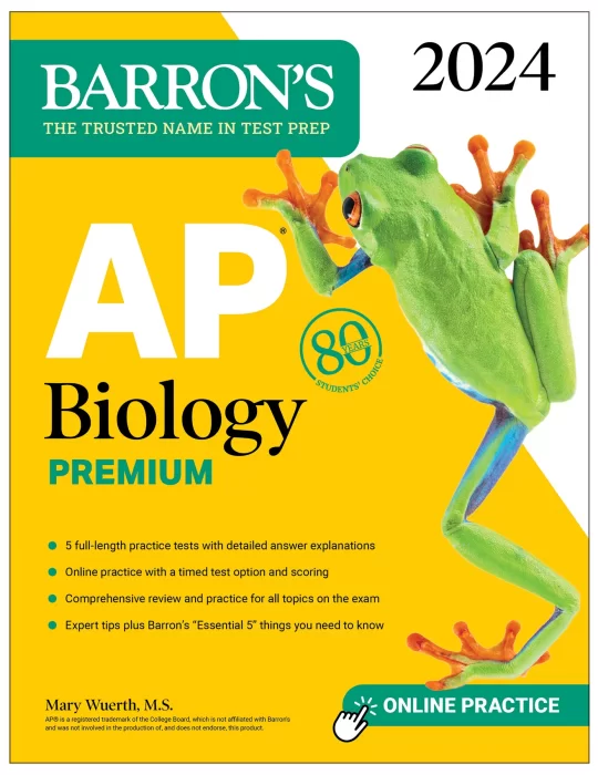 AP Biology Premium&#44; 2024: 5 Practice Tests + Comprehensive Review + Online Practice (Barron's Test Prep)