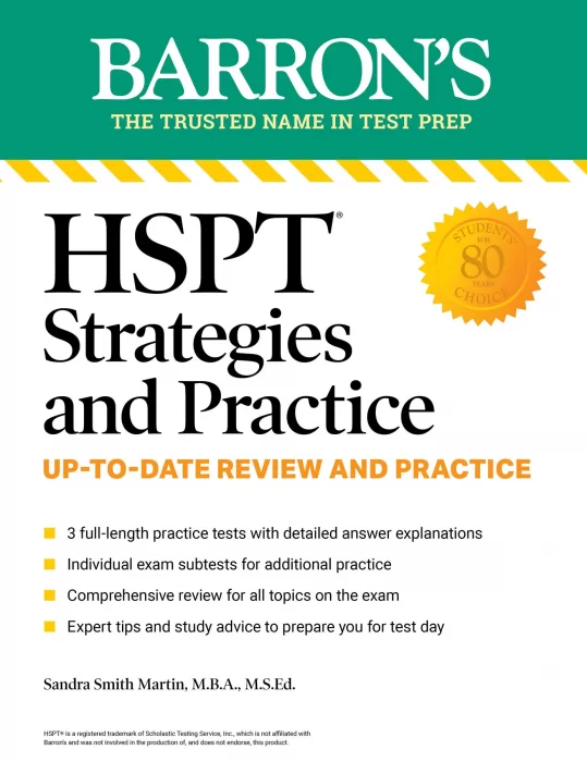 HSPT Strategies and Practice: 3 Practice Tests + Comprehensive Review + Practice + Strategies (Barron's Test Prep)&#44; 2nd Edition
