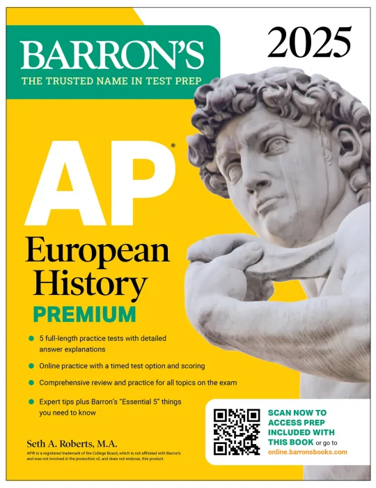 AP European History Premium&#44; 2025: Prep Book with 5 Practice Tests + Comprehensive Review + Online Practice