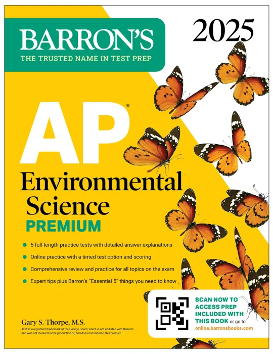 AP Environmental Science Premium&#44; 2025: 5 Practice Tests + Comprehensive Review + Online Practice (Barron's AP)