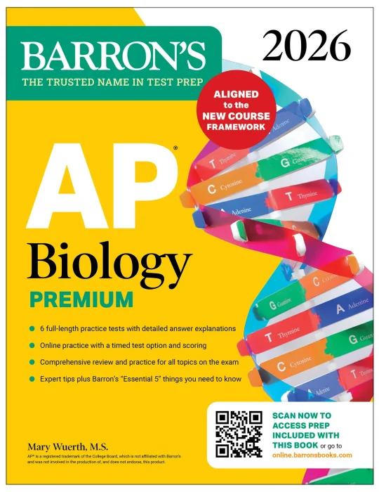 AP Biology Premium&#44; 2026: Prep Book with 6 Practice Tests + Comprehensive Review + Online Practice (Barron's AP Prep)