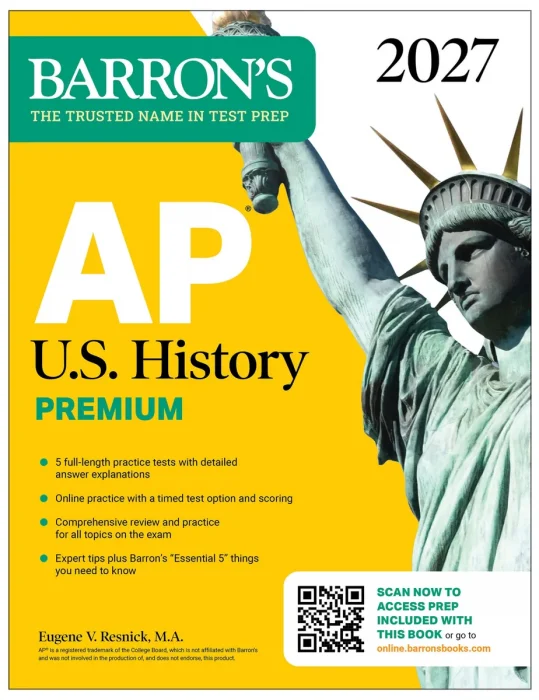 AP U.S. History Premium, 2027: 5 Practice Tests + Comprehensive Review + Online Practice (Barron's AP Prep)